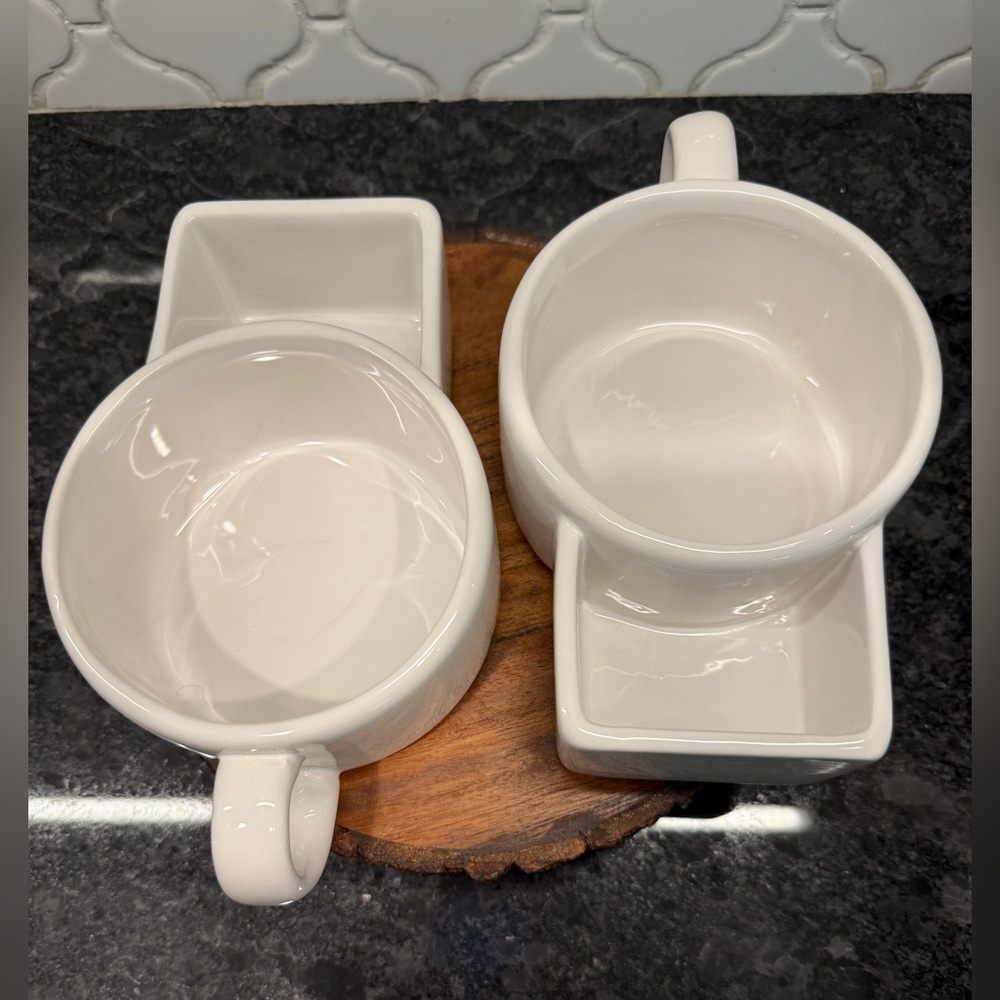 Soup and cracker/ chips & dip combo set of 2 White Ceramic